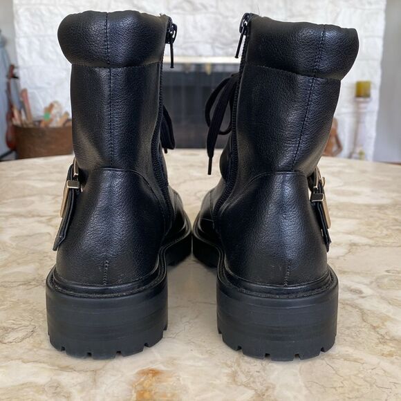 Kelly & Katie Vegan Leather Chunky Motorcycle Buckle Boots - Picture 6 of 16